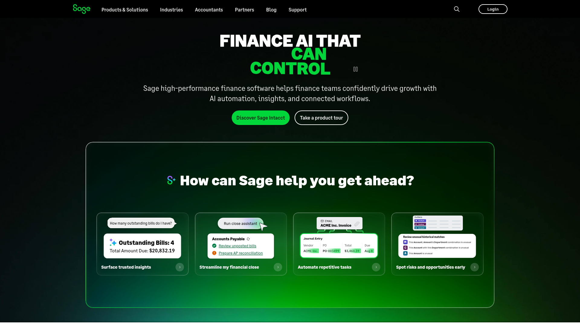 Screenshot of https://www.sage.com cited by Copilot