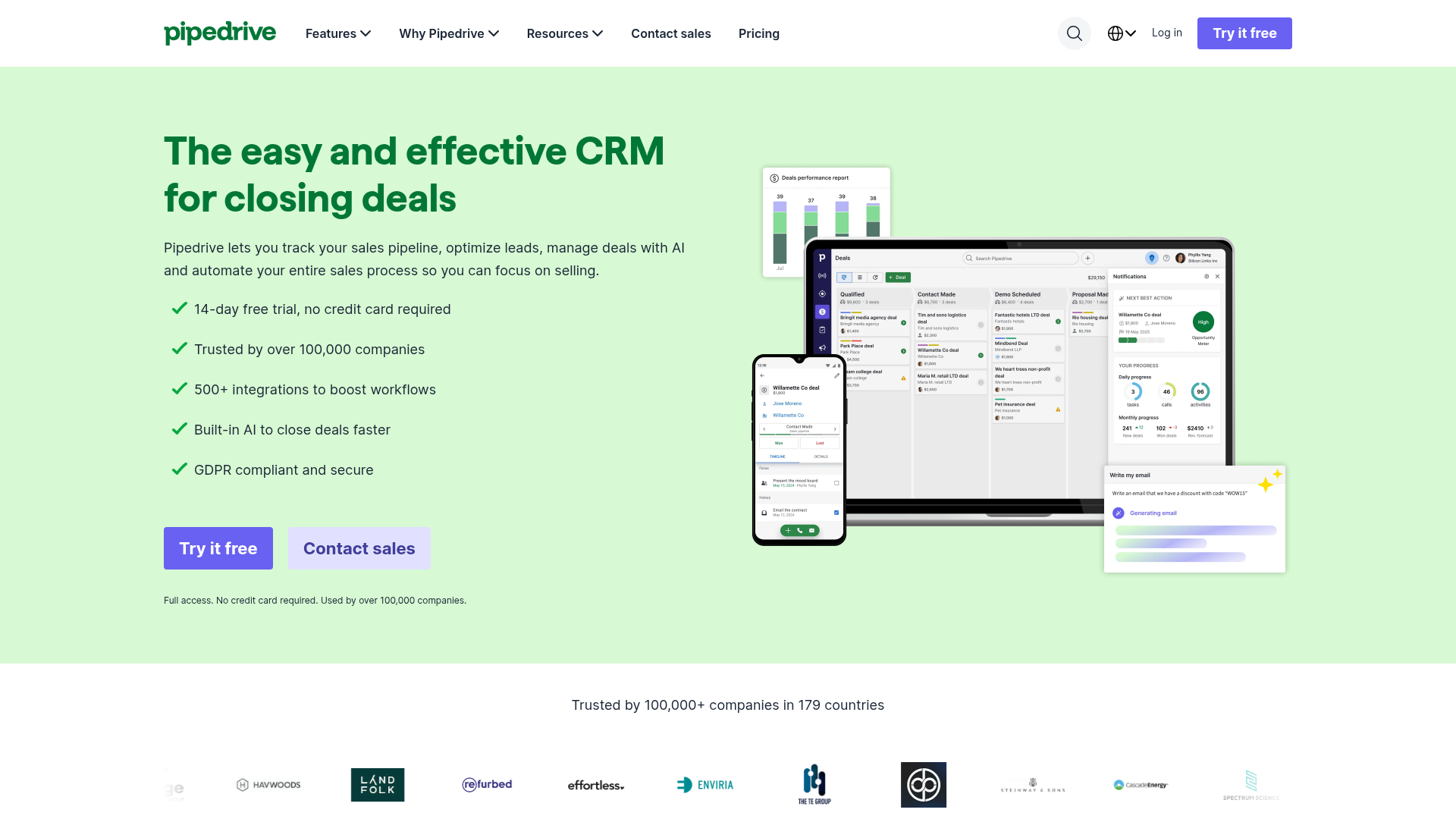 Screenshot of https://www.pipedrive.com/ cited by Gemini