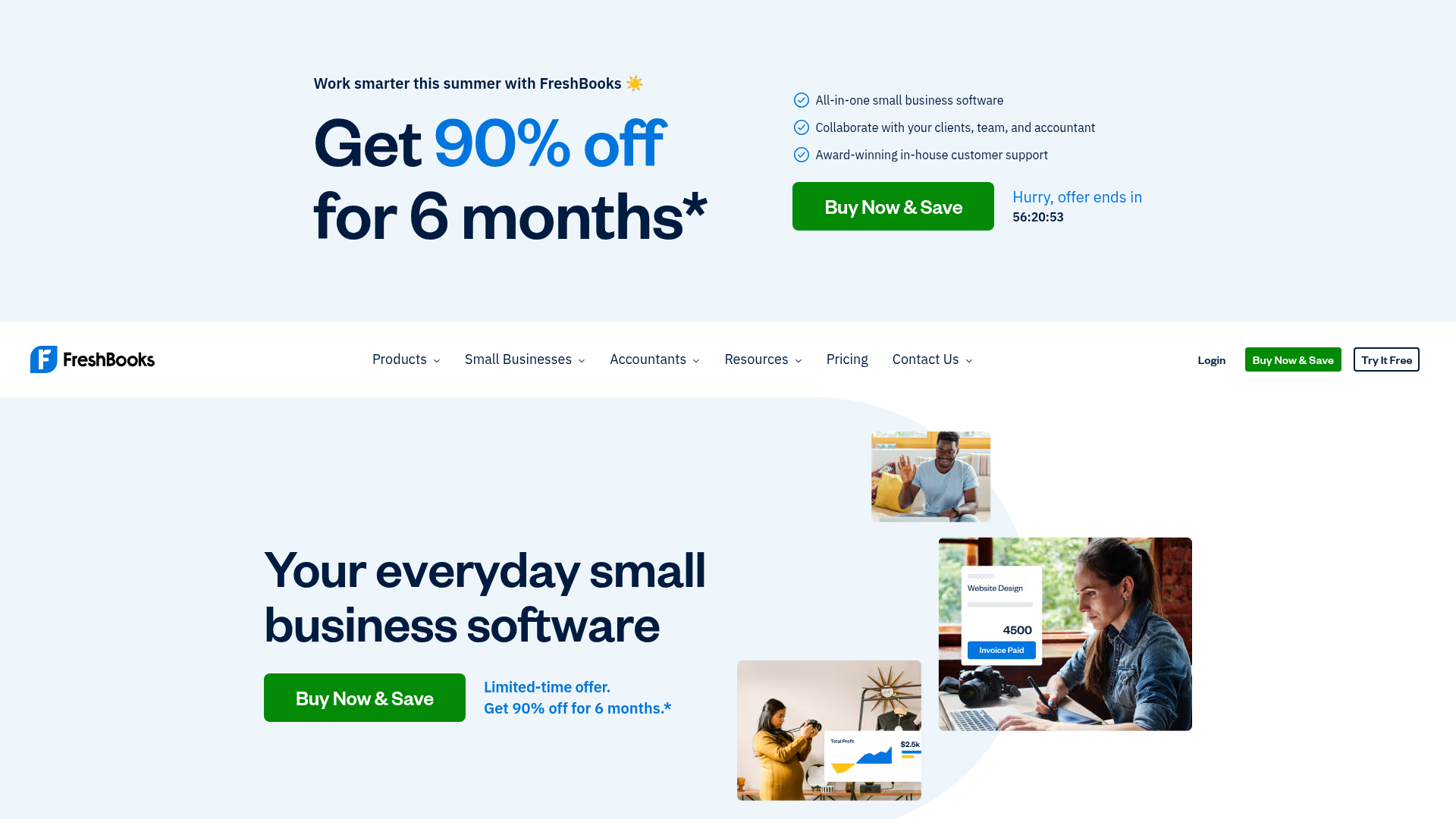 Screenshot of https://www.freshbooks.com cited by Gemini