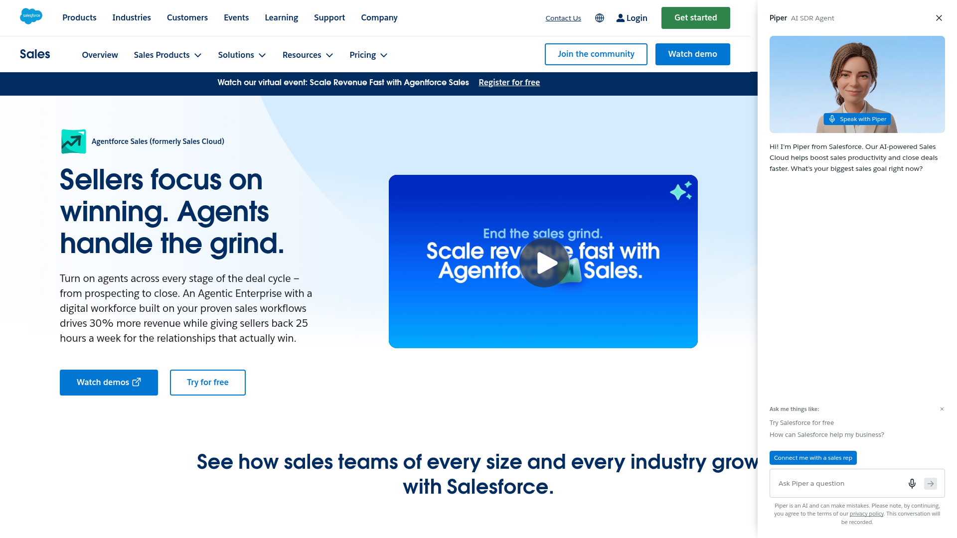 Screenshot of https://www.salesforce.com/products/sales-cloud/overview/ cited by Gemini