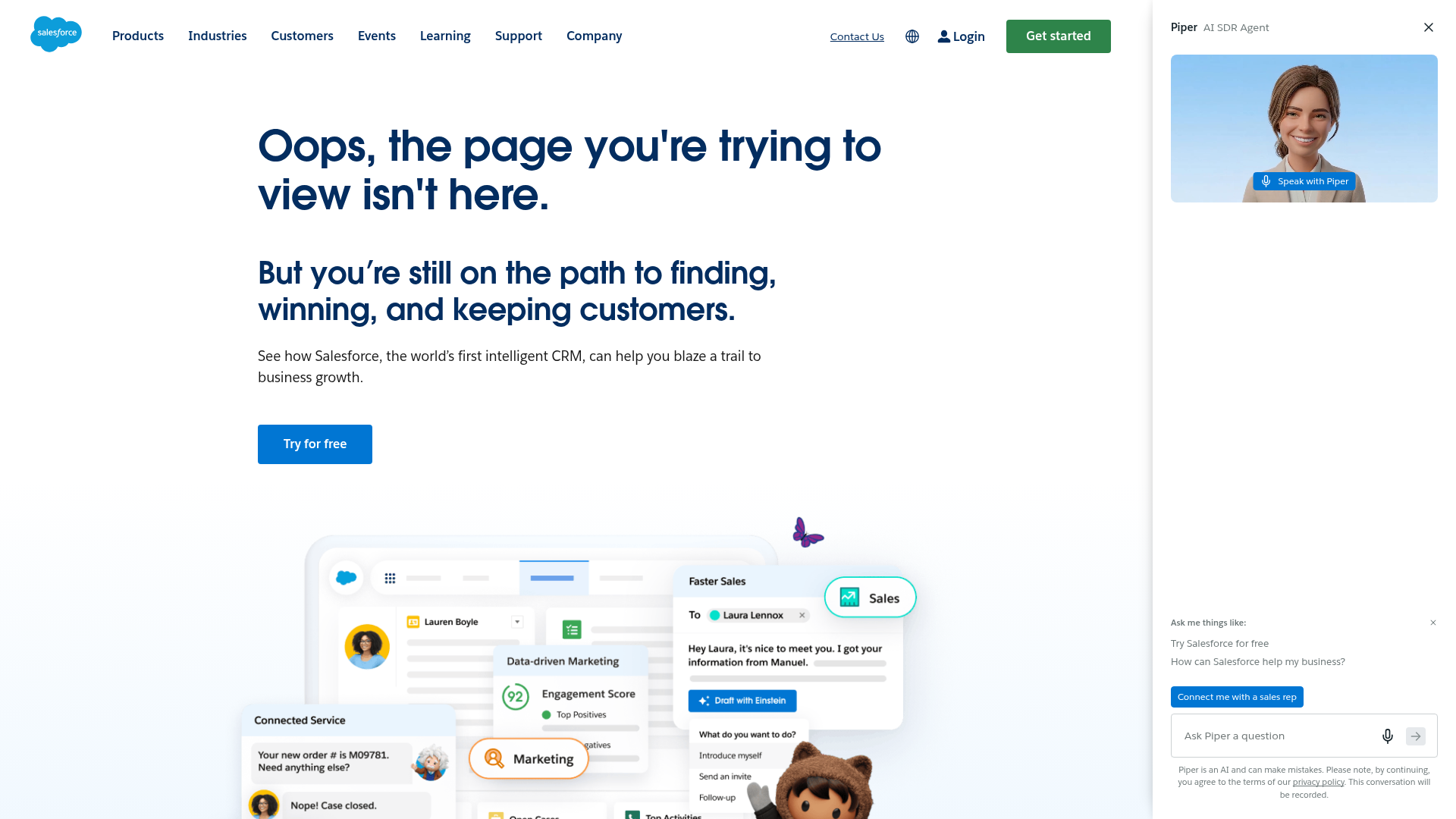 Screenshot of https://www.salesforce.com/solutions/small-business/products/essentials/ cited by Gemini